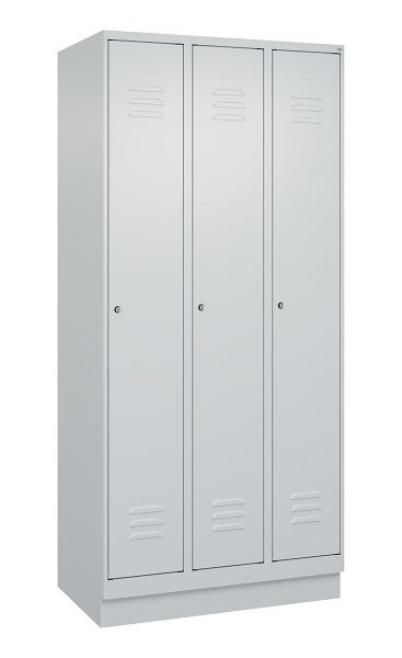 C+P Umkleidespind Classic PLUS, Sockel, 3 Abteile, 1950x900x500mm, 7035/7035, Zylinderschlösser, 080020-30 S10024