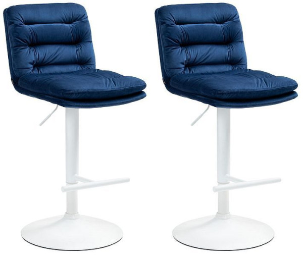 CLP Barhocker Damar Samt weiß, blau, VE: 2 Stück, 325670