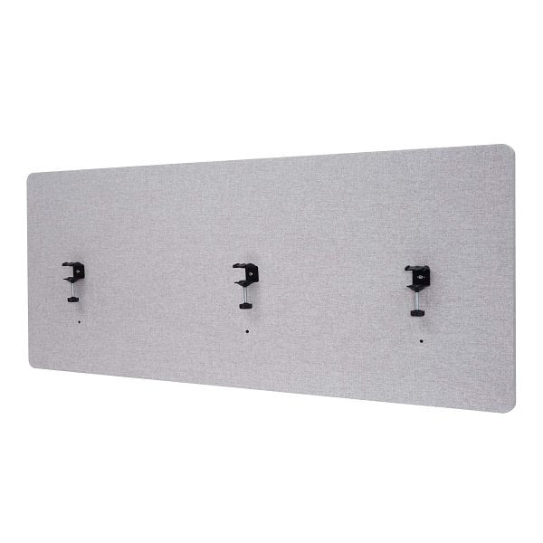 Mendler Akustik-Tischtrennwand HWC-G75, Büro-Sichtschutz Schreibtisch Pinnwand, doppelwandig Stoff/Textil, 60x160cm grau, 71934+73210