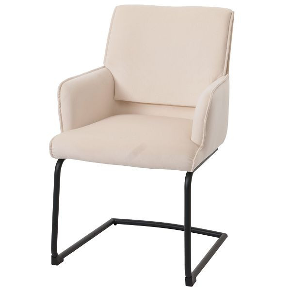 Mendler Freischwinger HWC-N60, Esszimmerstuhl Küchenstuhl Stuhl, Stoff/Textil Öko-Tex, creme-beige, 107417
