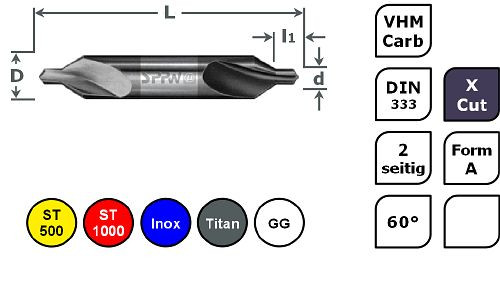 SPPW Zentrierbohrer VHM+X.Cut DIN333 Form A - 3,15x8,00, 6233670315