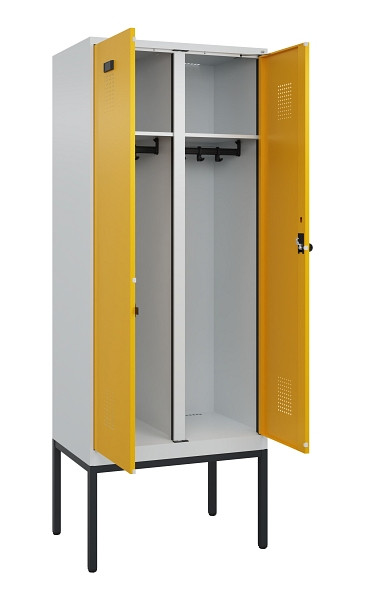 C+P Schwarz-Weiß-Spind Evolo PLUS, Gestell, 2 Abteile, 2120x800x500mm, 7035/1004, Drehriegel, 0490327-22 S10000