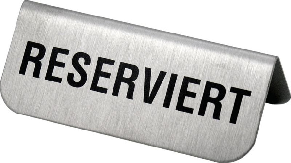 Moedel Tischaufsteller Reserviert, Edelstahl, beidseitig lesbar, 85x35 mm, 52469
