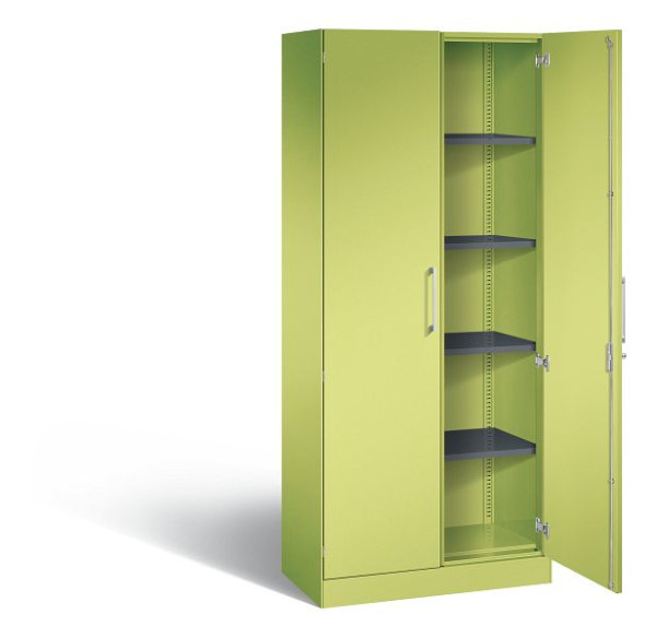 C+P Flügeltürenschrank Asisto, H1980xB800xT435mm, Farbe: Viridingrün / Viridingrün, Bügelgriff, 5 OH, 141003-000 S10102