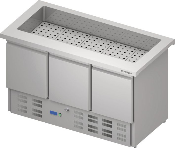 Stalgast Edelstahl Getränke-Kühltisch "Free Flow", dreitürig 1465x750x880 mm Granitabdeckung "Standard G1", FF14206