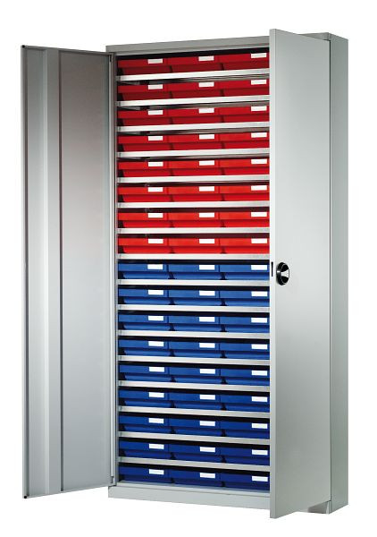 Kappes Systemschrank mit Regalkästen Modell 1, 1950 x 1000 x 410 mm, RAL 7035, Bestückung: 68 Kästen 300 x 240 x 65 mm, 1250.07.1013