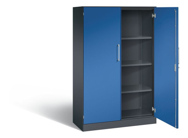 C+P Flügeltürenschrank Asisto, H1635xB1000xT435mm, Farbe: Schwarzgrau / Enzianblau, Bügelgriff, 4 OH, 141012-000 S10098