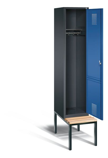 C+P Garderobenschrank Evolo, H2090xB420xT815mm, Farbe: Schwarzgrau / Enzianblau, 48050-12 S10053