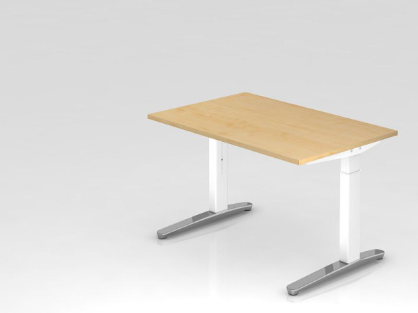 Hammerbacher Schreibtisch C-Fuß 120x80cm Ahorn/Weiß, poliert, Rechteckform, VXB12/3/WC