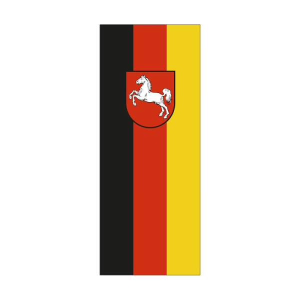 Stein HGS Landesflagge Niedersachsen, 400 x 150 cm (Hochformat), mit Karabiner, FlagTop 110 g/m², für Fahnenmasten ab 8 m, mit Hohlsaum für Ø 4 cm Ausleger, 26438