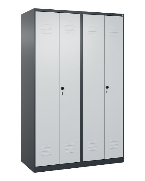 C+P Umkleidespind Classic PLUS SW, 4 Abteile, 1850x1200x500mm, 7016/7035, Drehriegel, 080002-40 S10027