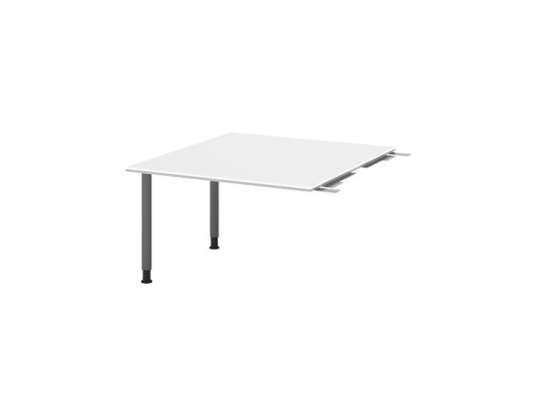 Hammerbacher Verkettungsplatte VKT, Farbe Tischplatte: Weiß, Platte: 1200 x 1300 x 25 mm, Rundrohr-Fuß Graphit, Arbeitshöhe: 720 - 740 mm, VKT12C/W/G