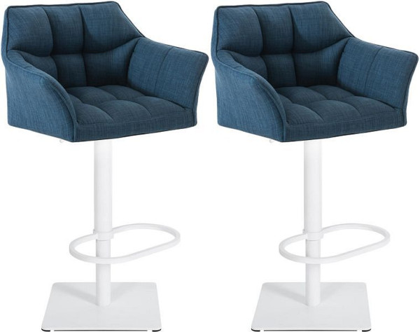 CLP Barhocker Damaso Stoff weiß, blau, VE: 2 Stück, 314956