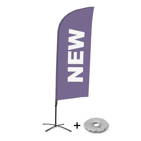 Showdown Displays Beachflag Alu Wind Komplett-Set Neu Lila Englisch Kreuzständer, BFAW310-CB30-WB-I86