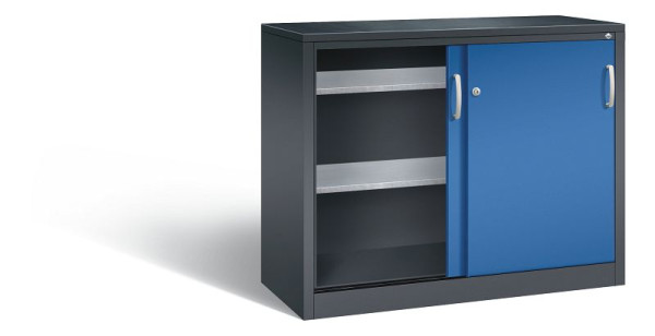 C+P Schiebetürenschrank Acurado, H1000xB1200xT500mm, Farbe: Schwarzgrau / Enzianblau, 2056-092 S10041