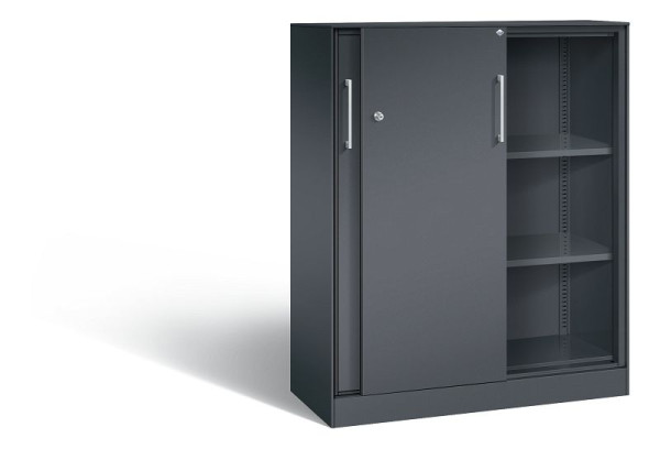 C+P Schiebetürenschrank Asisto, H1310xB1000xT435mm, Farbe: Schwarzgrau, Bügelgriff, 3 OH, 142032-000 S10136