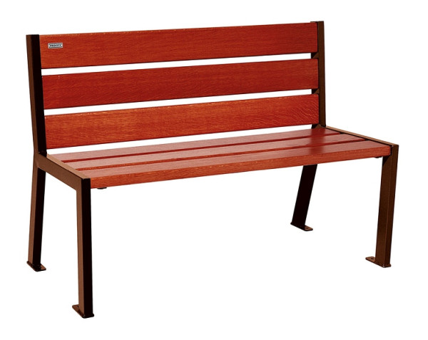 Procity Sitzbank Silaos 6 Holzlatten, 1200 mm, Ohne Armlehne, Holz & Stahl, Mahagoni/Rost Korken Effekt, 209601.S025.ACAJ