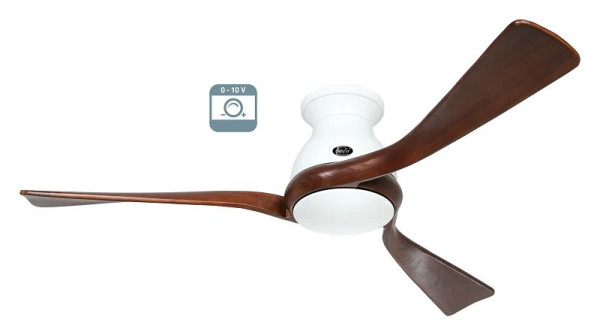 CasaFan Deckenventilator Eco Regento Lack weiß-Massivholz Nussbaum gebeizt 0 - 10 V, 3140521