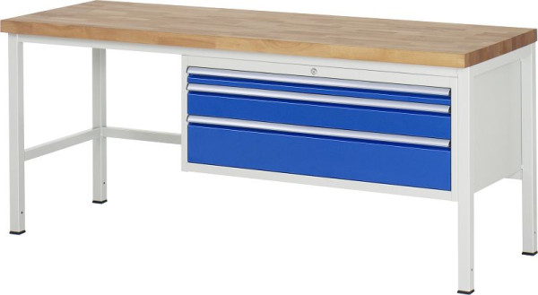 RAU Werkbank Serie 8000 - Modell 8326, B2000 x T700 x H840-1040 mm, Systemunterbau B1995 x T650 x H800-1000 mm, 03-8326A1-207B4H.11