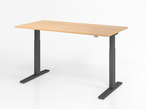 Hammerbacher Schreibtisch XMKA16, 160 x 80 cm, Platte: Eiche, 25 mm dick, ABS-Dickkante, Rechteckform, Graphit, VXMKA16/E/G