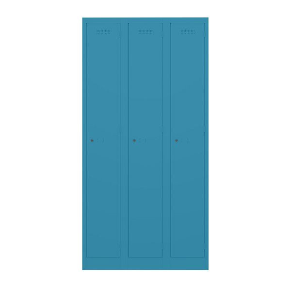 Bisley Garderobenschrank Primary Locker, 3 Abteile, 686 azur, PL3050T1686