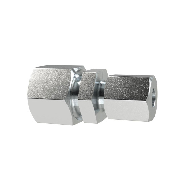 Riegler Gerade Reduzierverschraubung, Rohr-Außen-Ø Muffen 8/6 mm, PN max. 315 bar, SW1 14, SW2 17, SW3 14, Stahl verzinkt, 159316