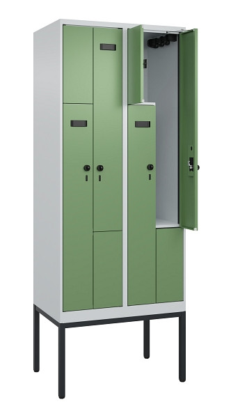 C+P Z-Spind Evolo PLUS, Gestell, 4 Fächer, 2120x800x500mm, 7035/6011, Drehriegel, 0490337-224 S10002