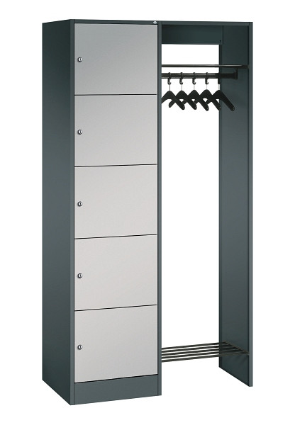 C+P Offene Garderobe Serie 8070, H1950xB960xT480mm, 7016/9006, 82700-00 S10134
