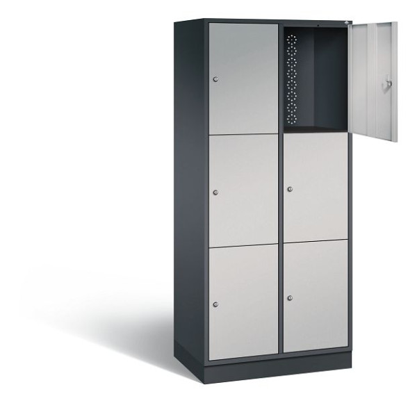 C+P XL-Schließfachschrank Intro, H1950xB820xT490mm, Farbe: Schwarzgrau / Weißaluminium, 8370-202 S10131