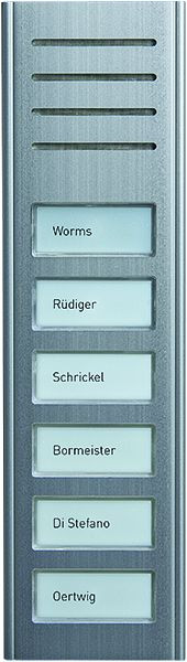 TCS Audio Außenstation Serie ASX 6 Namenfeldtaster (zentriert), AP silber, ASX13006-0010