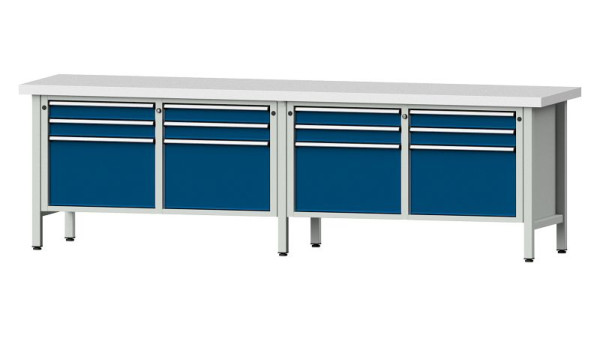 ANKE Werkbänke Kastenwerkbank, Modell 233 V, 2800 x 700 x 850 mm, RAL 7035/5010, KSP 50 mm, 305.054
