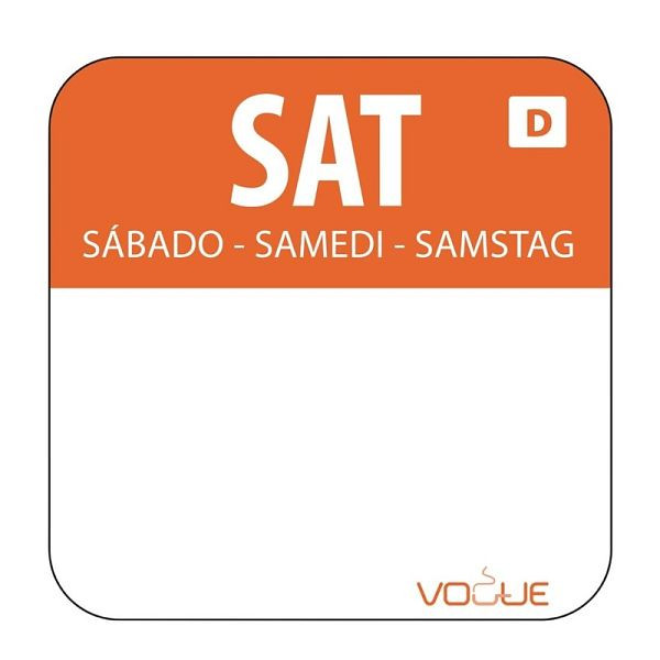 Vogue Selbstauflösende Lebensmittelrotationsetiketten Samstag, VE: 1000 Stück, U782