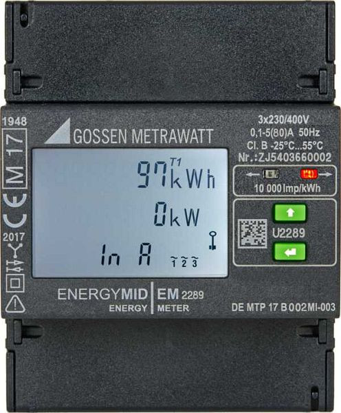 Gossen Metrawatt Energiezähler MID, kWh, 4-L, 5(80)A S0, U2289-V022
