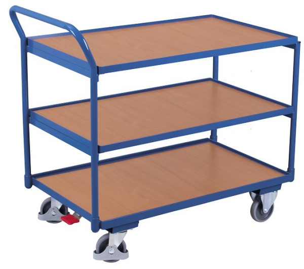 VARIOfit Tischwagen mit 3 Ladeflächen, Außenmaße: 975 x 525 x 1.010 mm, RAL 5010 enzianblau, sw-500.600
