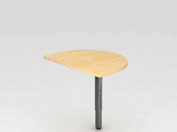 Hammerbacher Anbautisch mit Stützfuß eckig 60x80cm Ahorn/Graphit, gerundet zum Anbau an Schreibtisch, VRA60/3/G