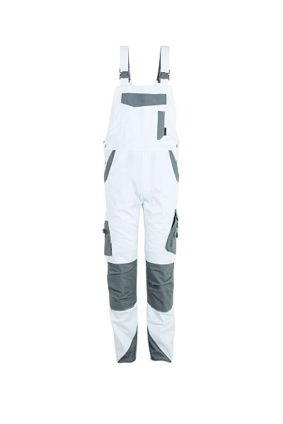Planam Norit Herren Latzhose, weiß/zink, Größe 94, 6528094