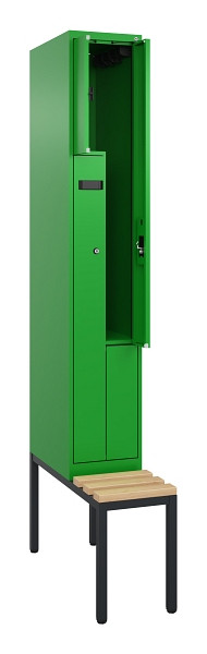 C+P Z-Spind Evolo PLUS, Bank, 2 Fächer, 2120x300x815mm, 6037/6037, Zylinderschloss, Sitzfläche Buche-Hartholz, Sitzbank, 0490537-102 S10053