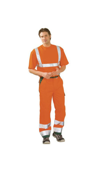Planam Warnschutz Bundhose, orange/grün, Größe 60, 2018060