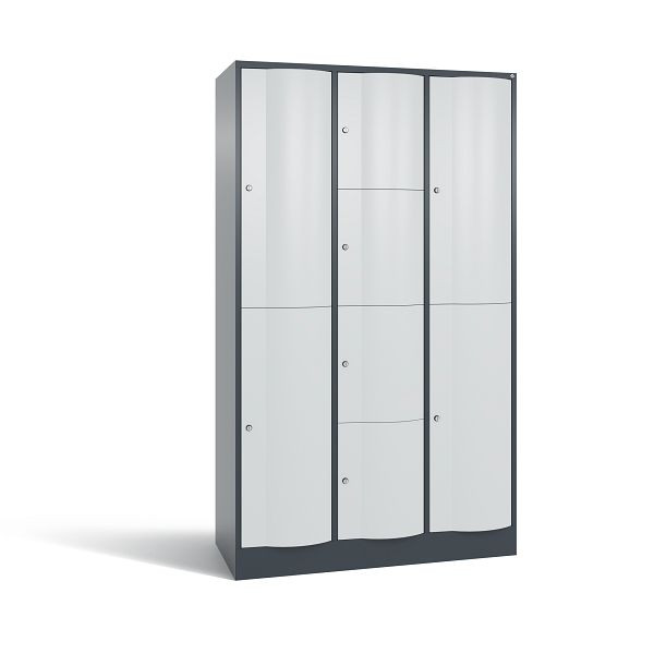 C+P Schließfachschrank Resisto, 8 Fächer, H1950xB1148xT540 mm, Anthrazit/Grau, 8070-3722 S10047