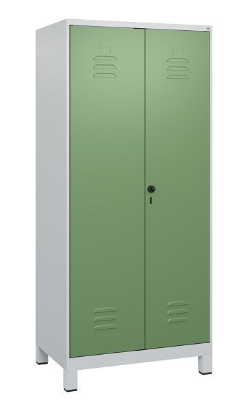 C+P Umkleidespind Classic PLUS SW, Füße, 2 Abteile, 1800x800x500mm, 7035/6011, Drehriegel, 0800127-22 S10006