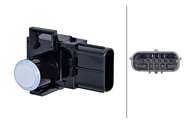 HELLA Sensor, Einparkhilfe, rund, 6-polig, gesteckt, lackierbar, 6PX 358 270-141