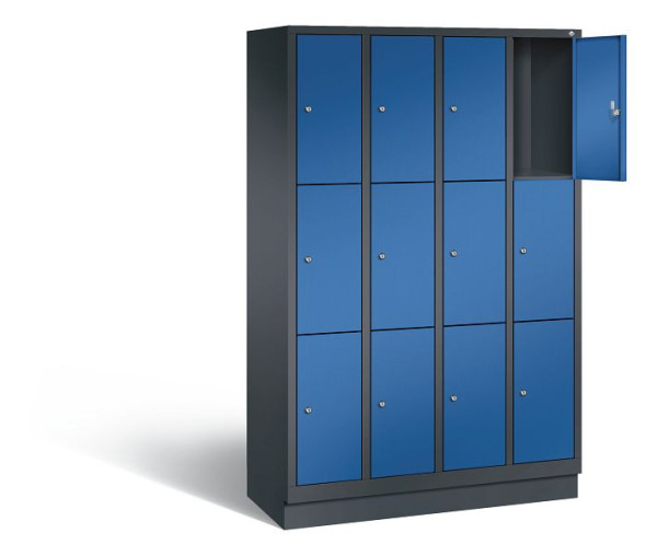 C+P Schließfachschrank Evolo, H1800xB1190xT500mm, Farbe: Schwarzgrau / Enzianblau, 48020-403 S10029