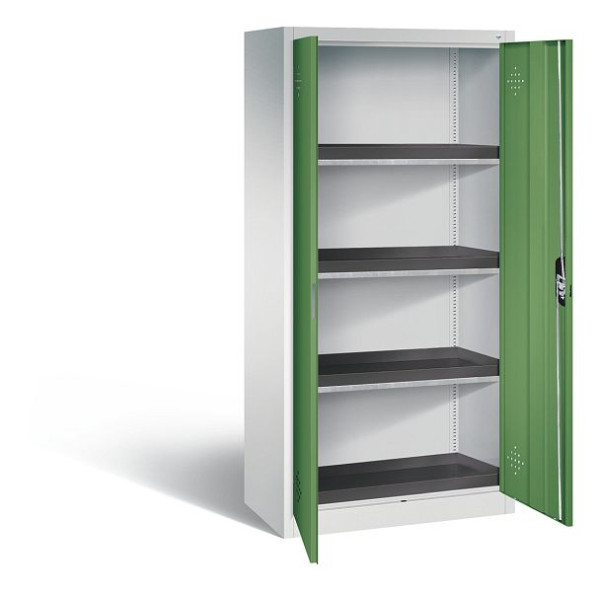 C+P Umweltschrank Acurado, H1950xB930xT500mm, Farbe: Lichtgrau / Resedagrün, Muldengriff, 8921-316 S10138