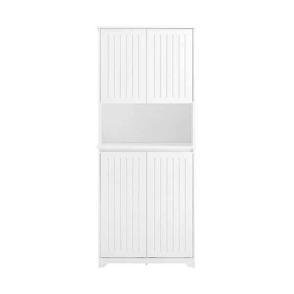 SoBuy Badezimmerschrank mit 4 Türen Weiß 70x37x170 cm, Funktional, BZR150-W