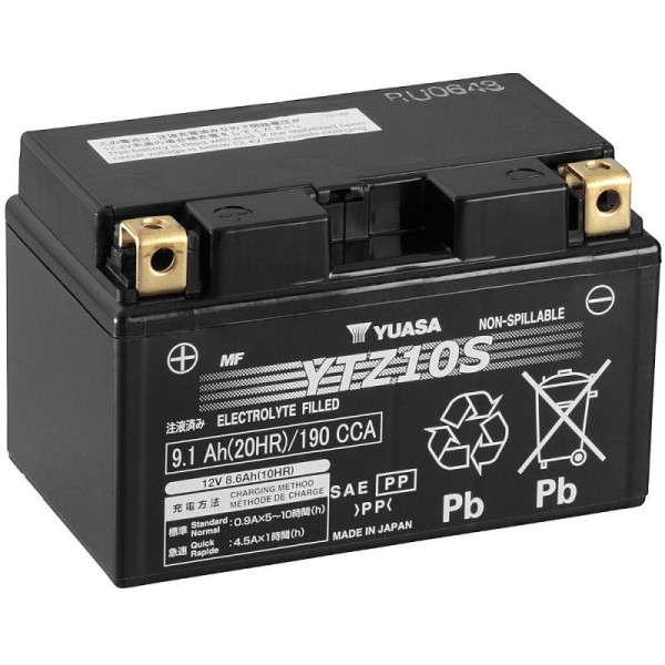 YUASA AGM YTZ10S Motorradbatterie 12V 9Ah 190A, 102212
