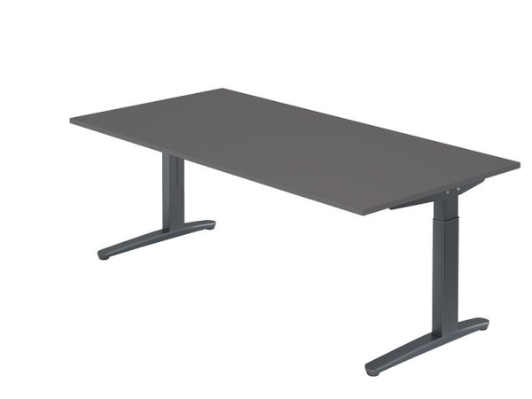 Hammerbacher Schreibtisch C-Fuß 200x100cm Graphit/Graphit, Rechteckform, VXB2E/G/GG