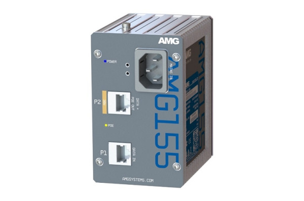AMG Systems Industrieller PoE-Injektor, 1x 10/100/1000/2.5G/5G/10G BT RJ45 mit 30 W PoE 802.3at, 85-264 VAC IEC, AMG155-1XAT-P30