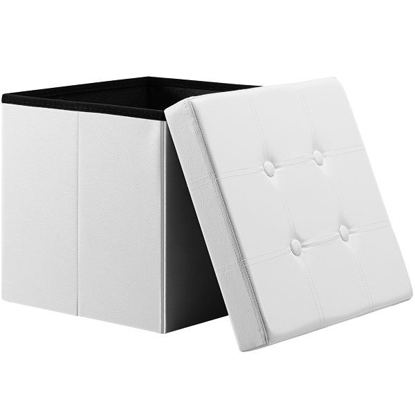 casaria Sitzhocker Weiß Kunstleder 38x38x38cm faltbar, 106837