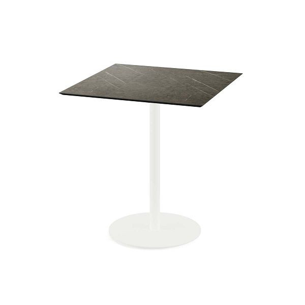 Feros Urban Terrassentisch Weiß gestell + Midnight Marble HPL 70x70 cm, 130021677