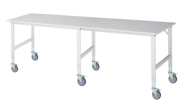RAU Fahrbarer Arbeitstisch (HV) Tom (6 LR), B3000xT1000xH910-1230mm, M-Platte-22mm, 06-625M10-30-6LF.12